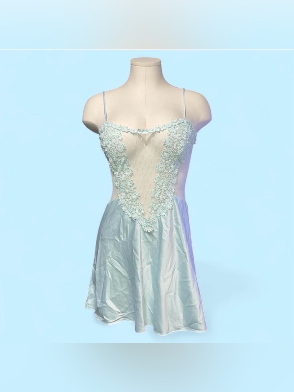 Flora Nikrooz Light Blue Lace-Trim Chemise